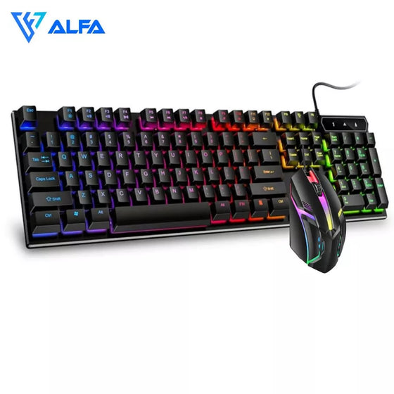 Kit Teclado Semi Mecânico e Mouse Gamer RGB 3200 DPI – Conjunto para PC